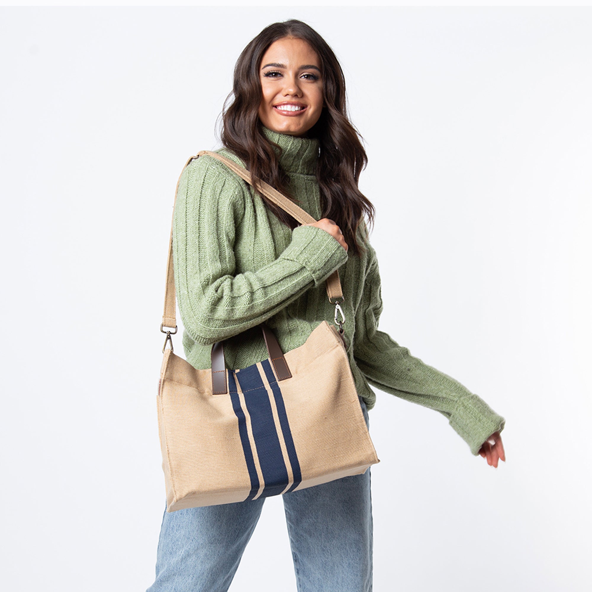 Lucky Lemon Jute and Leather Satchel