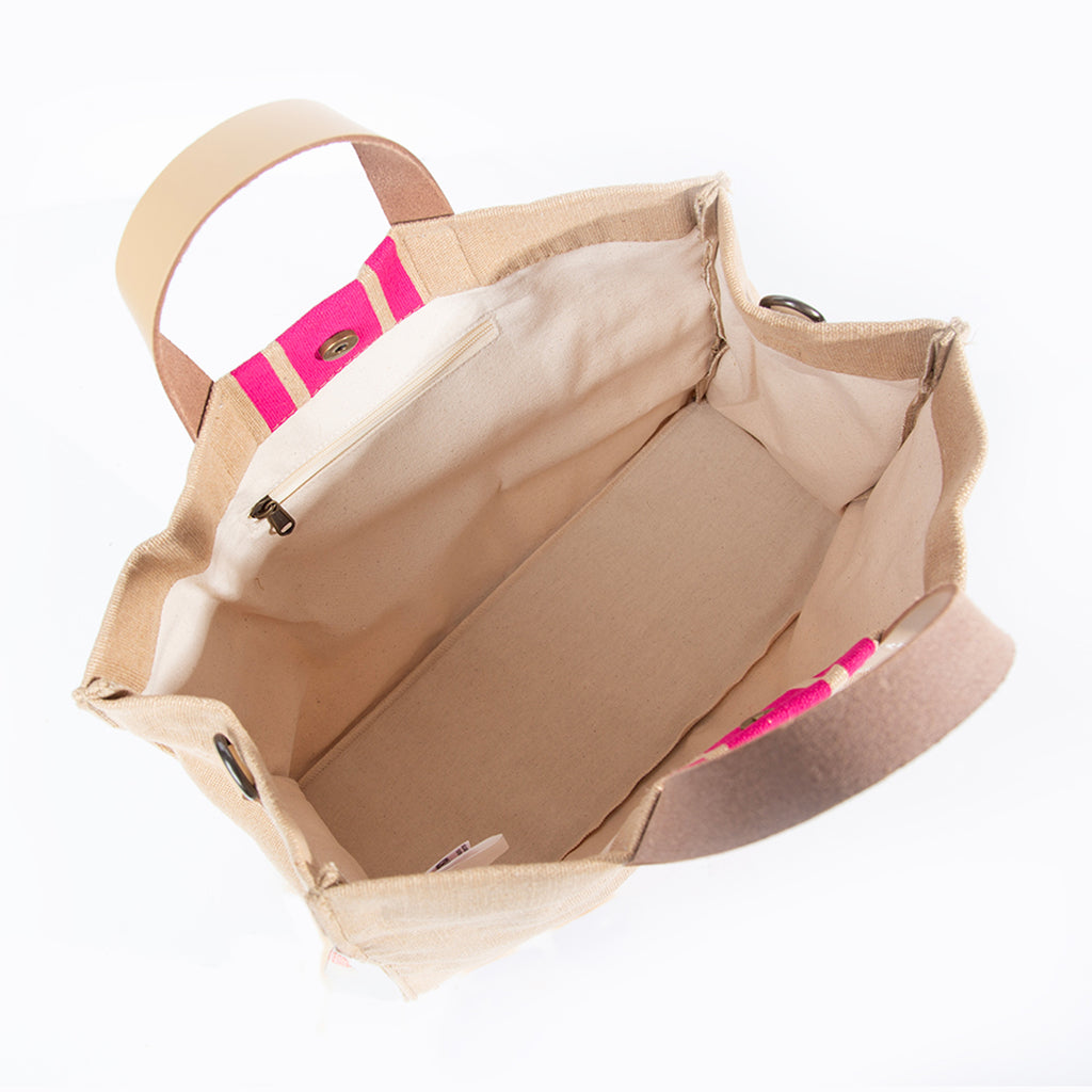 Lucky Lemon Jute and Leather Satchel