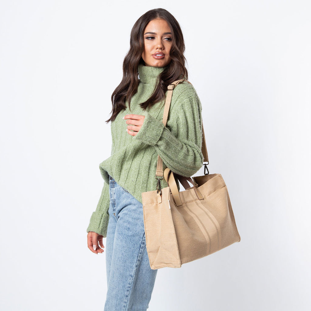 Lucky Lemon Jute and Leather Satchel