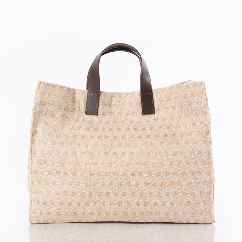 Lucky Lemon Jute and Leather Satchel