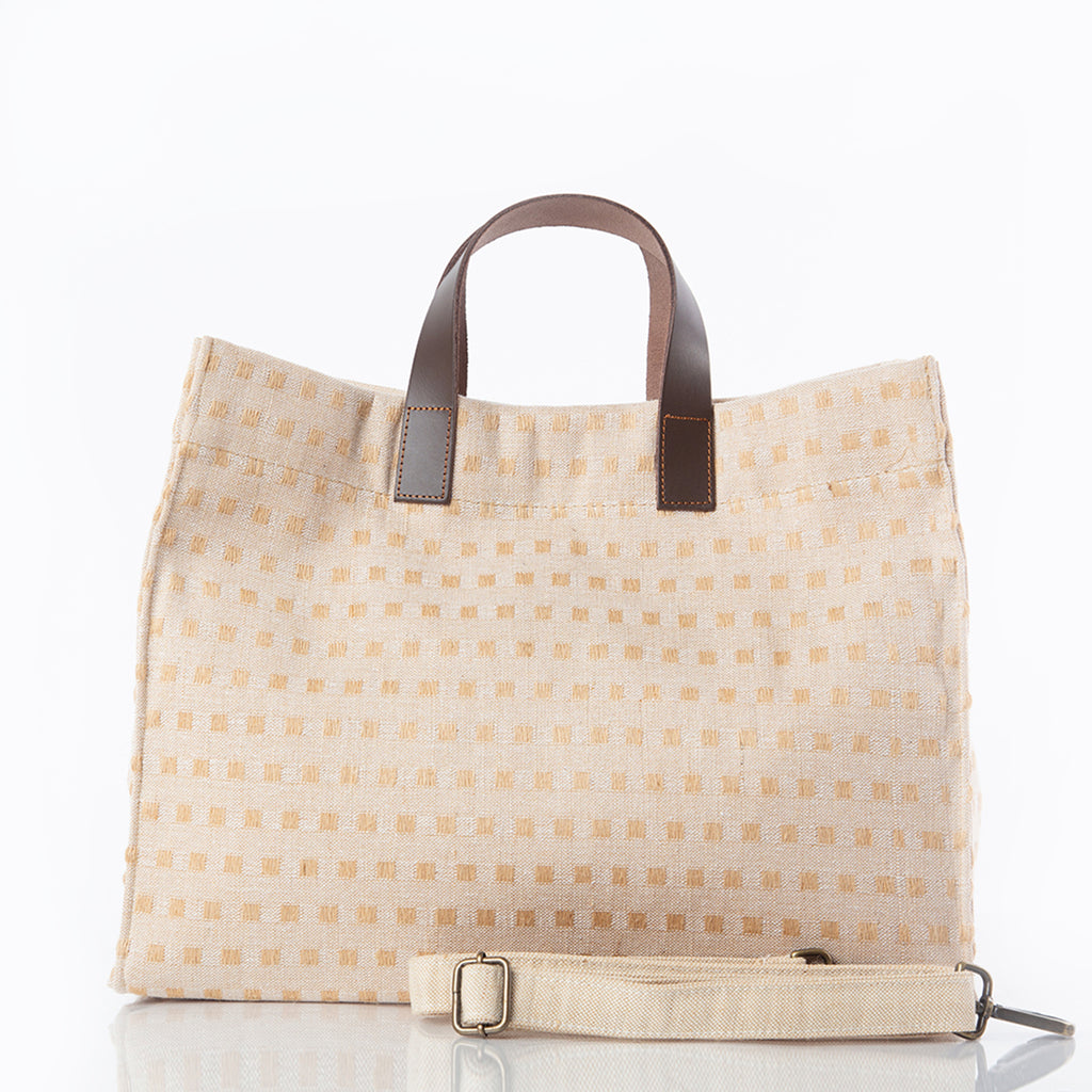 Lucky Lemon Jute and Leather Satchel