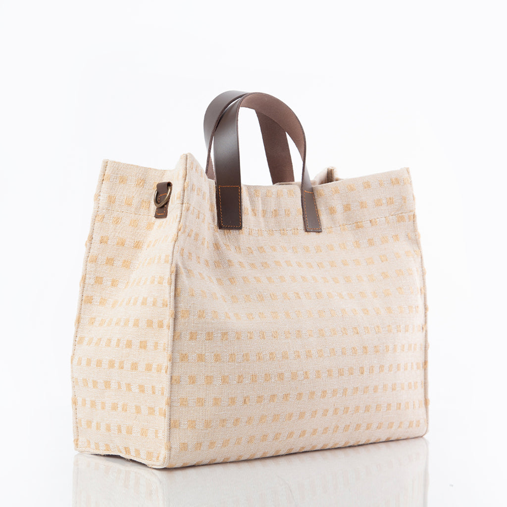Lucky Lemon Jute and Leather Satchel